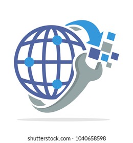 icon logo with the concept of global repair network management