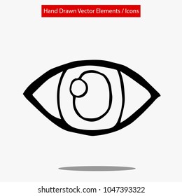 Icon Logo Concept. Hand Drawn Human Eye Body Parts. Graphic Design Resource, Elements, Vector Illustration