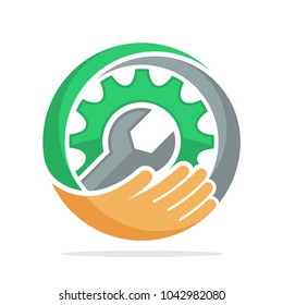 icon logo with the concept of mechanical repair solution