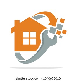 icon logo with the concept of media consultancy repair and renovation of the house
