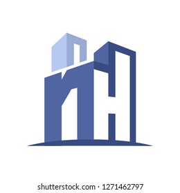 icon logo for the construction business, with combination of the initials N & H