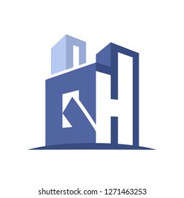 icon logo for the construction business, with combination of the initials Q & H