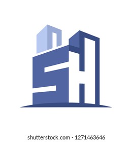 icon logo for the construction business, with combination of the initials S & H