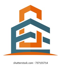 icon logo for the construction business, with combination of the initials E & C