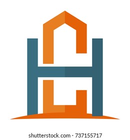 icon logo for the construction business, with combination of the initials H & C