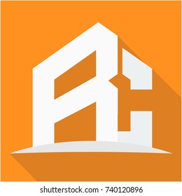 icon logo for the construction business, with combination of the initials R & C