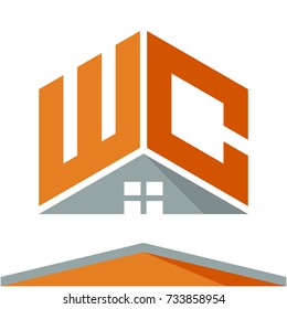 icon logo for construction business with the concept of roofs and combinations of letters W & C