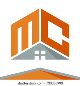 icon logo for construction business with the concept of roofs and combinations of letters M & C