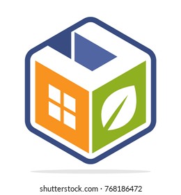icon logo construction business with the concept of environmentally friendly homes and the initial of the letter U