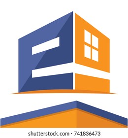icon logo for construction business with the initial letter E, design & color in a flat design style.
