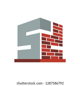 Icon logo for construction business with initials combination of letters S and D