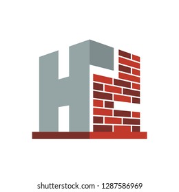 Icon logo for construction business with initials combination of letters H and D
