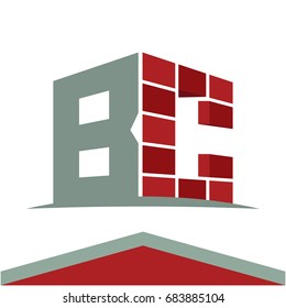 Icon logo for construction business with initials combination of letters B and C