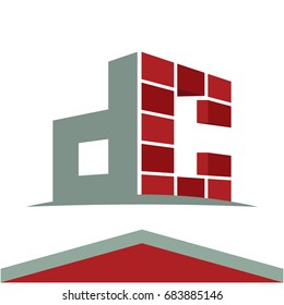 Icon logo for construction business with initials combination of letters d and c