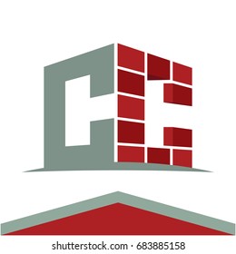 Icon logo for construction business with initials combination of letters C and C