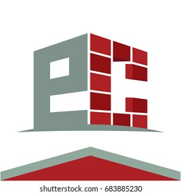 Icon logo for construction business with initials combination of letters e and c