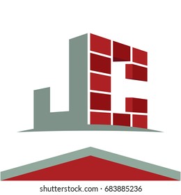 Icon logo for construction business with initials combination of letters J and C