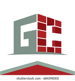 Icon logo for construction business with initials combination of letters G and C