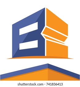 Icon logo for the construction business with the initials of the letter B, design & color in flat design style.