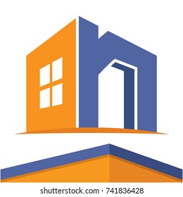 Icon logo for the construction business with the initials of the letter N, design & color in flat design style.