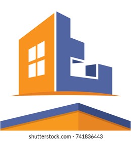 Icon logo for the construction business with the initials of the letter T, design & color in flat design style.