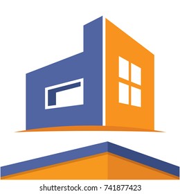 Icon logo for the construction business with the initials of the letter D, design & color in flat design style.