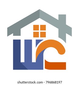 Icon logo for the construction services business development, with a combination of initials letter W & C