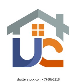 Icon logo for the construction services business development, with a combination of initials letter U & C