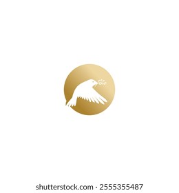 icon logo design bird gold technology