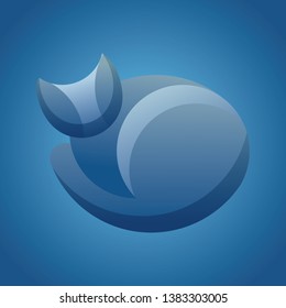 icon logo design blue cat golden section