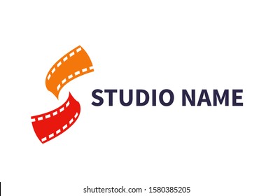 icon logo design for cinema or movie event or company base in digital technology for recording shape like initial type s