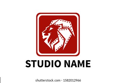 icon logo design for cinema or movie event or company base in digital technology for recording shape like lion tiger head