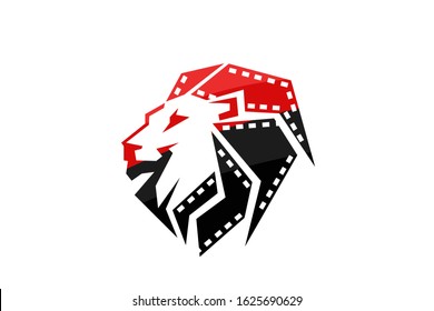 icon logo design for cinema or movie event or company base in digital technology for recording shape like lion tiger head