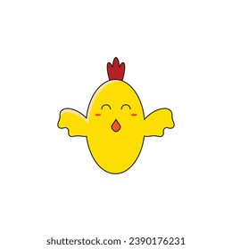 icon, logo design, cute little chicken logo character. cute chick cartoon logo vector icon illustration