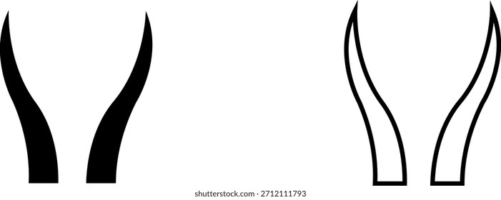 Diseño de icono y logotipo con dos Formas que se asemejan a cuernos en estilos blanco y negro