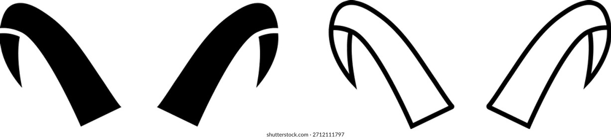 Icon or logo design featuring two curved shapes in black and white, displayed in a flat style with no details or textures