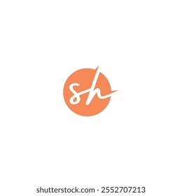 icon logo design initials SH vector technology