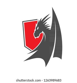 Icon, logo design template with dragon theme
