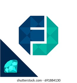 Icon logo with a diamond / polygonal concept with combination of initials letter F & J