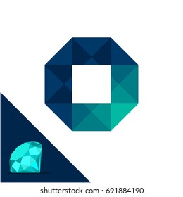 Icon logo with a diamond / polygonal concept with combination of initials letter O