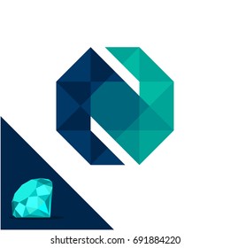 Icon logo with a diamond / polygonal concept with combination of initials letter N