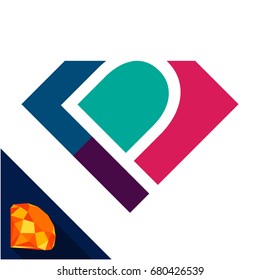 Icon logo diamond shape with combination of initial letter P