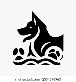 Icon logo perro silueta Vector negro 