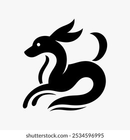 Icon logo perro silueta Vector negro 