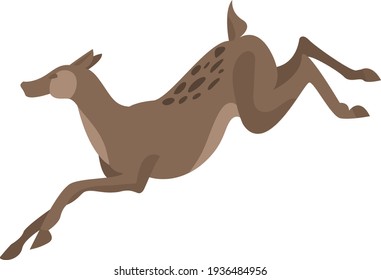 Icon or logo for ecological concept. A simple, minimalistic image of a forest deer in a flat style. Dynamic pose, running