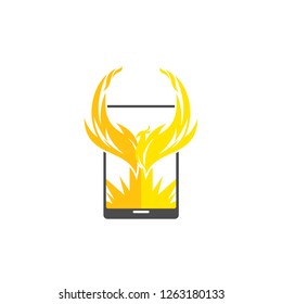 Icon logo element with flame phoenix theme