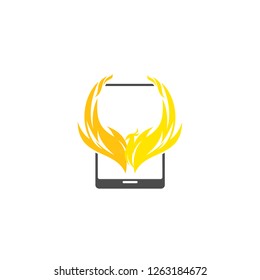 Icon logo element with flame phoenix theme