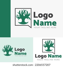 icon logo face tree template green black color alternative composition