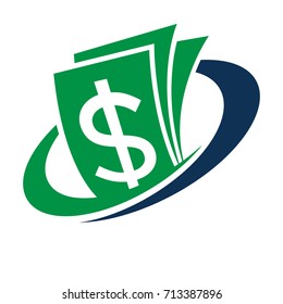 Icon logo for financial management business with dollar currency details