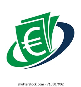 Icon logo for financial management business with euro currency details